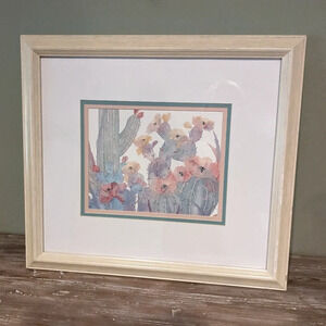 Southwestern Print by artist Howells "Sonoran Spring" Turquoise & Pink 1…